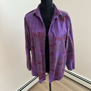 Vintage Purple Floral Button-Up Shirt